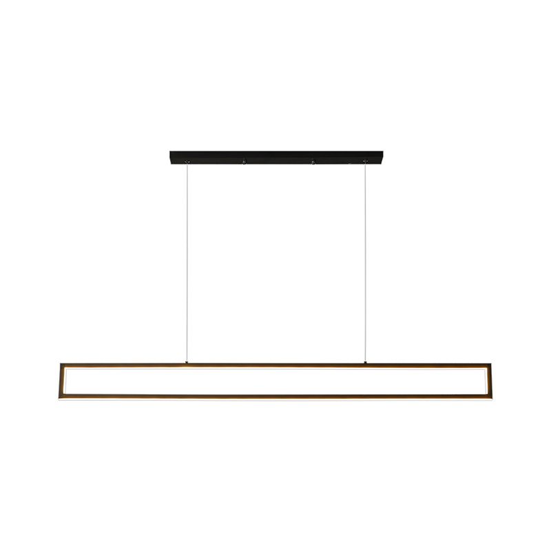 Lámpara colgante rectangular de 39 "/47" de ancho Simplicidad de aluminio Comedor LED Island Coste en luz cálida/blanca