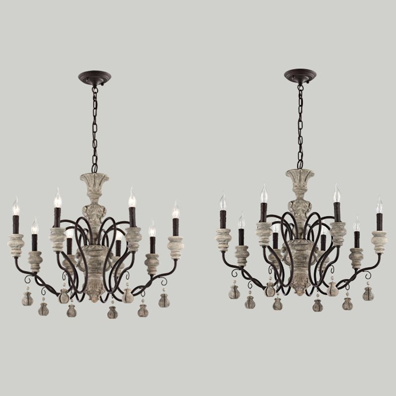 Harz Candlestick Hanging Lampe Traditionelle Esszimmer Kronleuchter in Grau