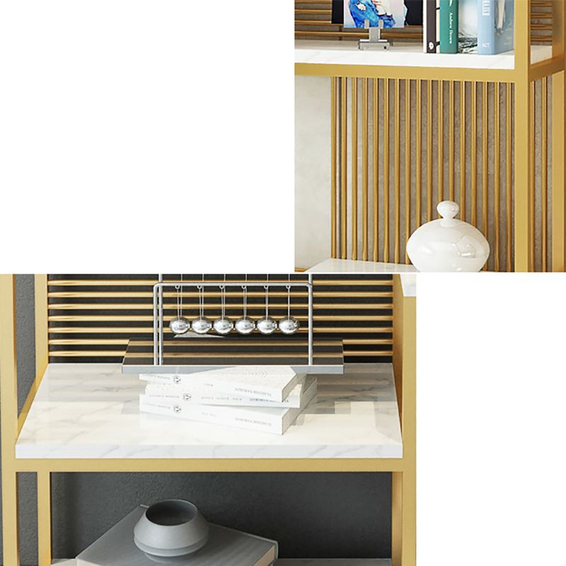 11.81" W Glam Antique Finish Shelf Bookcase Etagere Metal Bookshelf