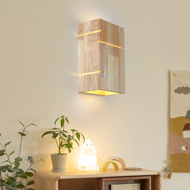 Modernism Beige Finish Single Wall Mounted Sconce LED Wall Light with Wood