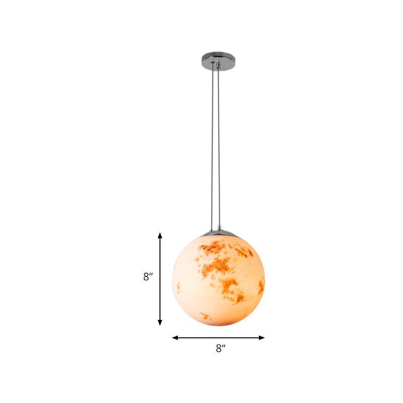 Pendant Lamp for Bedroom, Modern Globe Shade Ceiling Light Fixture in Chrome for Kids