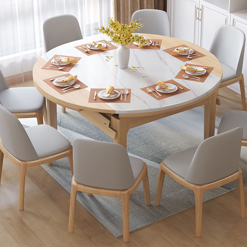 Round 4-foot Table Simplicity Style Faux Marble Dining Site Table with Drop-Leaf