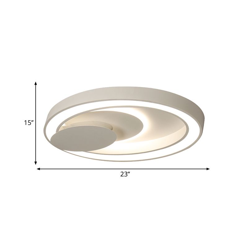 23"/27"/34.5" W White Oval Close to Ceiling Light Simplicity Metal Bedroom Led Flush Ceiling Lamp in Warm/White