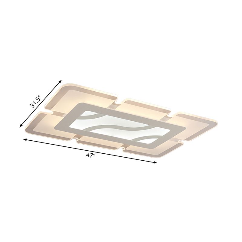 Lámpara rectangular de montaje empotrado Simplicity LED acrílico de 23,5"/35,5"/47" de ancho Luz de techo blanca en luz blanca/cálida