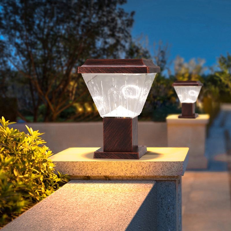 Modern LED Pillar Lamp Waterproof Solar Lighting Fixture with Acrylic Shade for Garden
