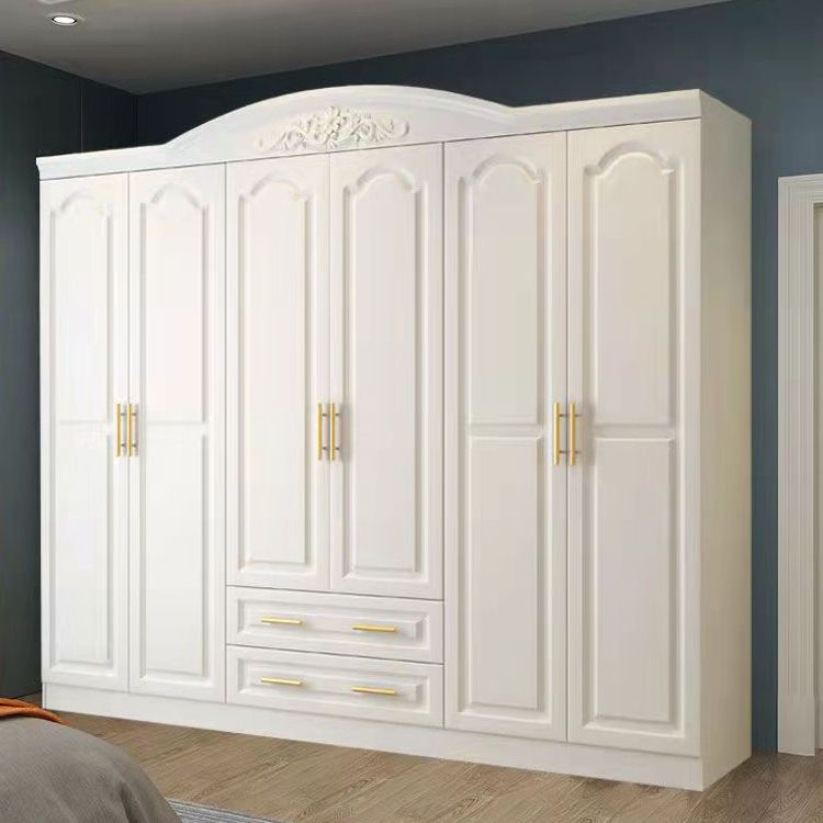 French Country Wardrobe Armoire Engineered Wood Wardrobe with Solid Wood Clothing Rod