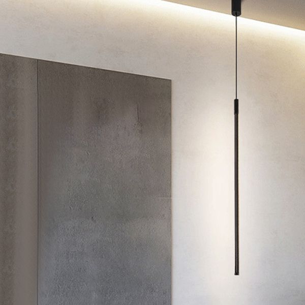 Moderner Stil Linearer Schatten hängend leichter Metall 1-Licht-Hanglampe für Wohnzimmer