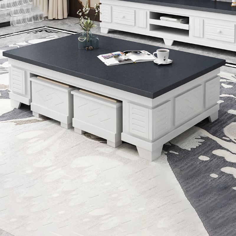 Modern Wood Coffee or End Table with Storage Cocktail Table Rectangular in Black