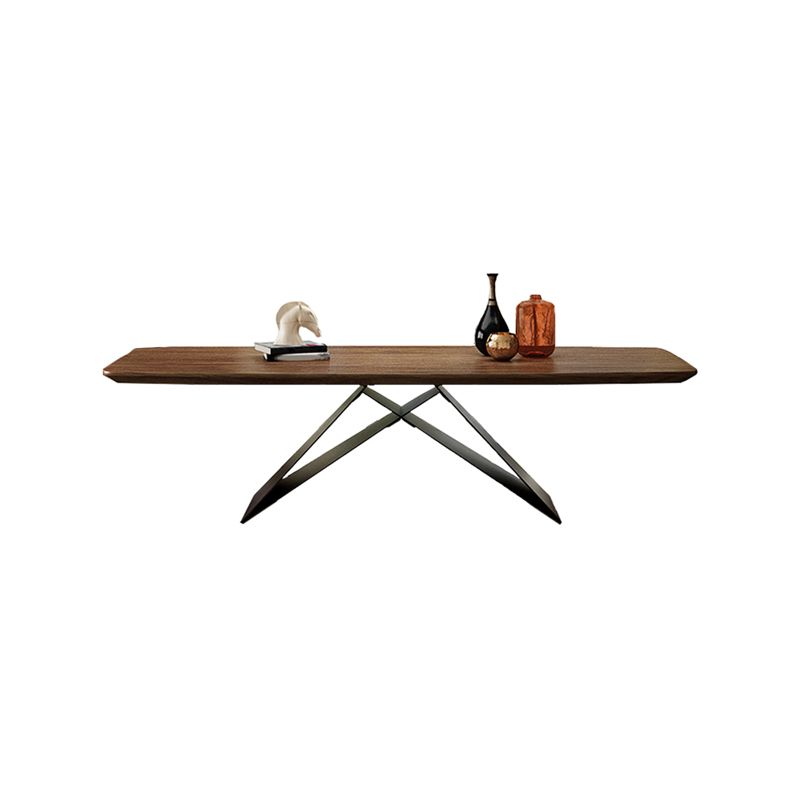 Industrial Metal Rectangle Dining Table Walnut Wood Top Table for Kitchen