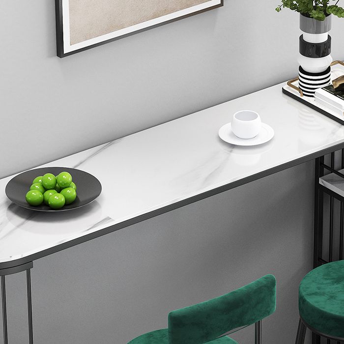 1/3 Pieces Glam Iron Bar Table Set White Stone Top Bistro Set with Shelf