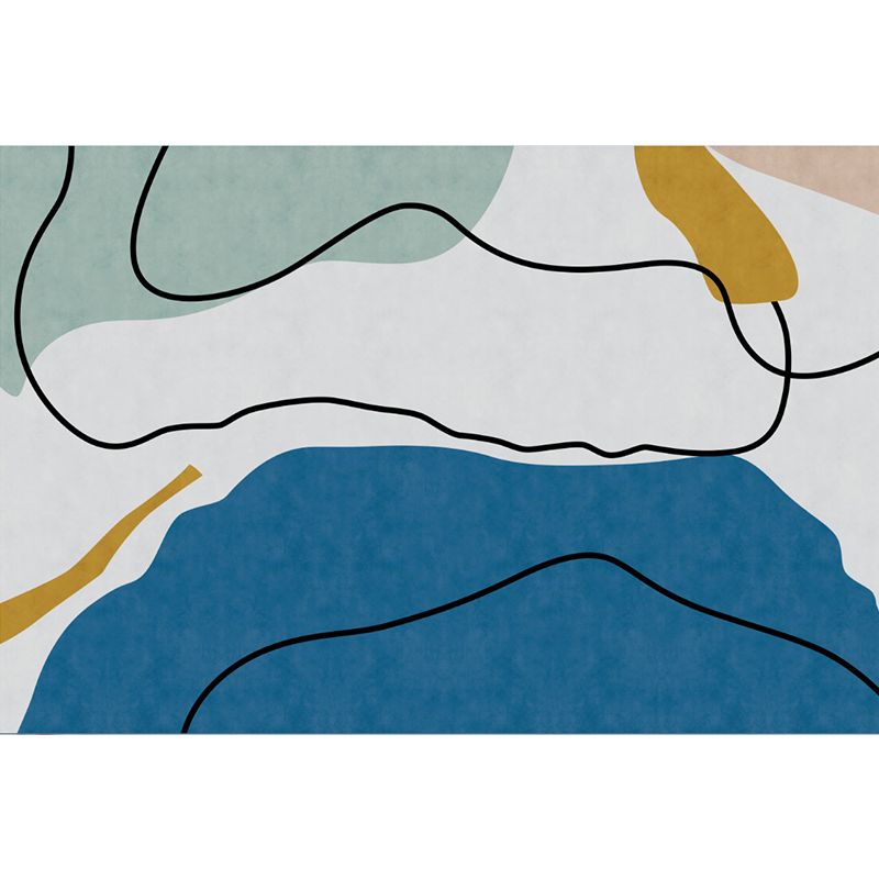 Navy Nordic Carpet Polyester Graphic Carpet Non-Slip Backing Carpet for Living Room