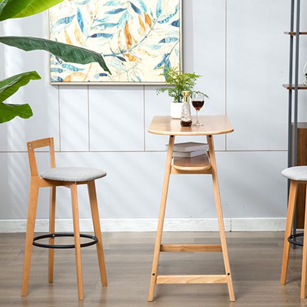 Scandinavian Wood Counter Stool Kitchen Furniture in Matte Finish