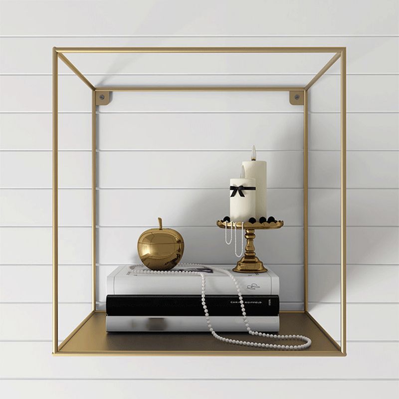 Glam Open Shelf Bookcase Floating Metal Book Shelf for Living Room