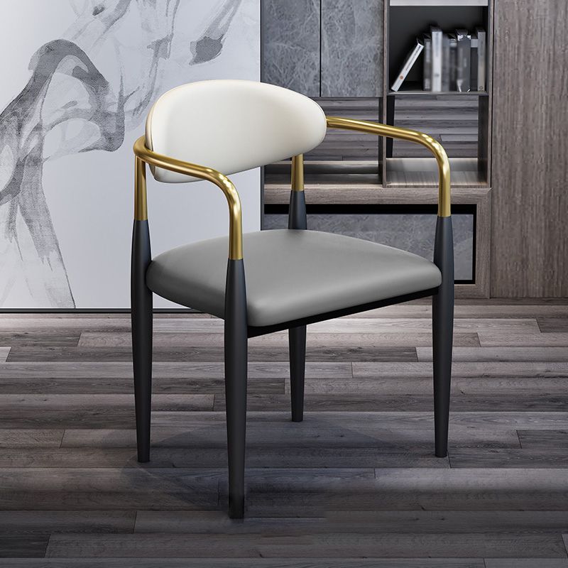 Modern Arm Chair Leather Open Back Dining Chair for Dining Room