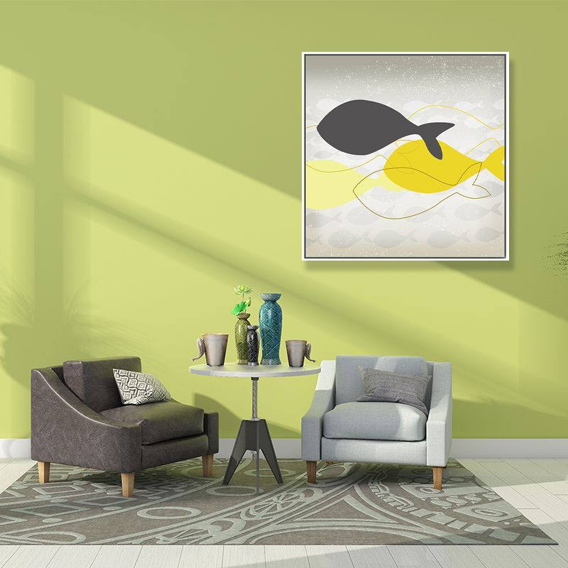 Textured Great Cetacean Painting Canvas Children's Art Wall Decor for Kids Bedroom