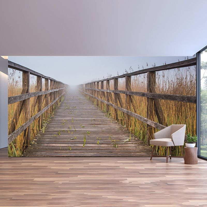 Decorative Wall Mural Wallpaper Wooden Bridge Sitting Room Wall Mural