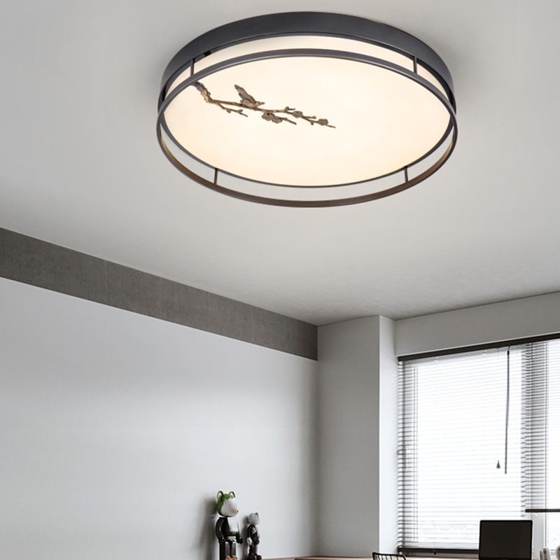 Lámpara empotrada de forma redonda Lámpara de techo empotrada de metal moderno con 1 luz en negro