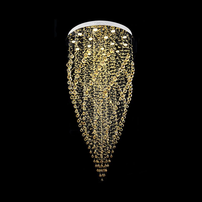 15-Head Crystal Suspension Lamp Contemporary Silver Swirl Stair LED Multiple Hanging Light