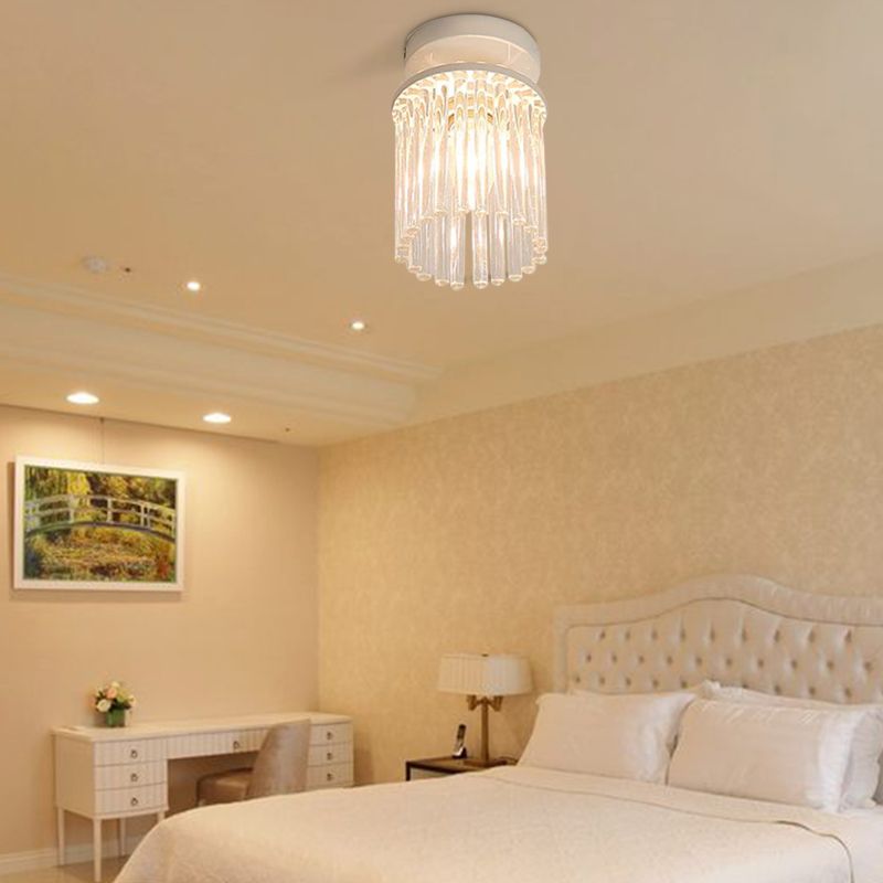 White Petal/Cylinder Flush Mount Light Fixture Modern 1/3/5 Lights Crystal Rod Ceiling Light