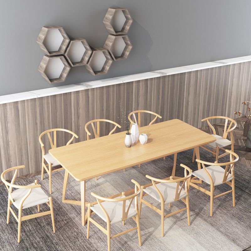 Solid Wood Top Dining Table Rectangle Table with Trestle Base