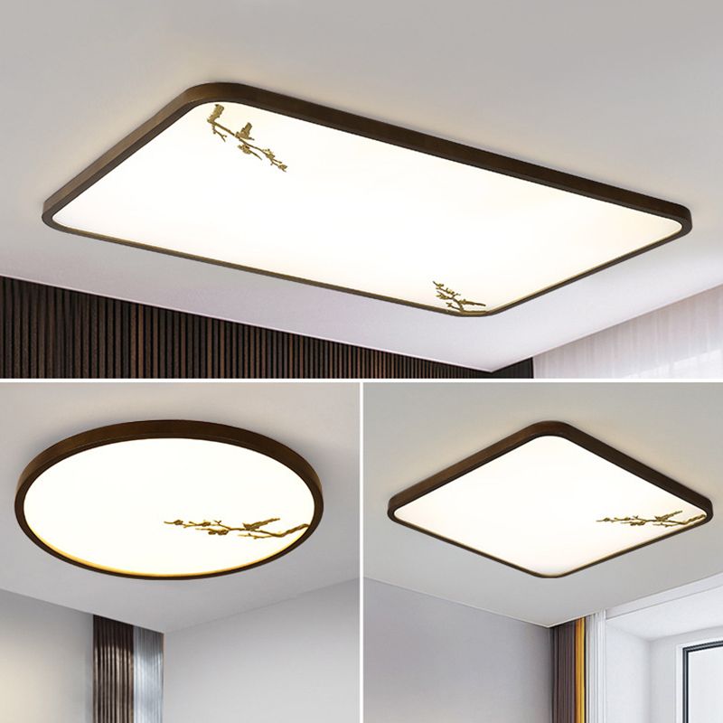 Geometrisches Wohnzimmer Flush montiert Licht Holz Nordic LED Flush Licht in Braun mit Faux Plant Decor