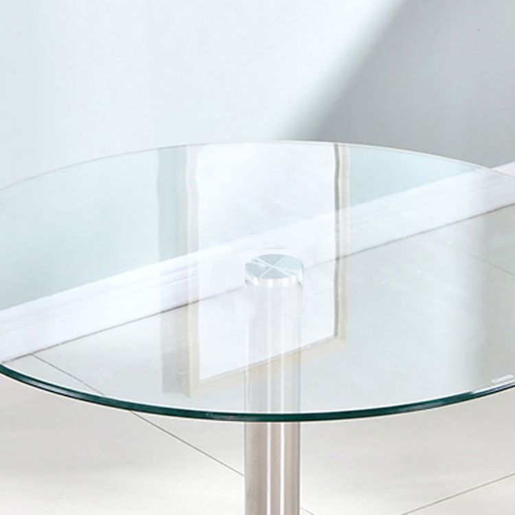 Contemporary Round Dining Room Table Tempered Glass Table with Tulip Base