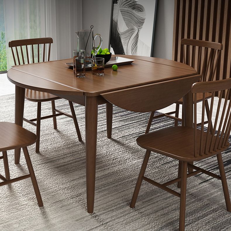 Extendable Round Dining Table Modern Adjustable Square Wooden Table with 4 Legs