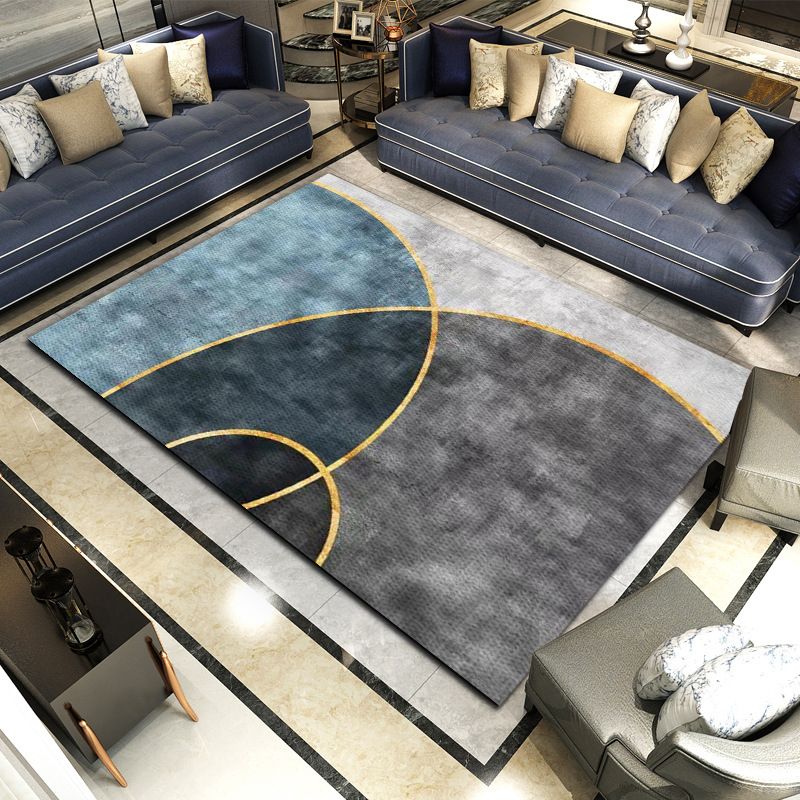 Gold Simplicity Rug Polyester Color Block Rug Washable Rug for Living Room