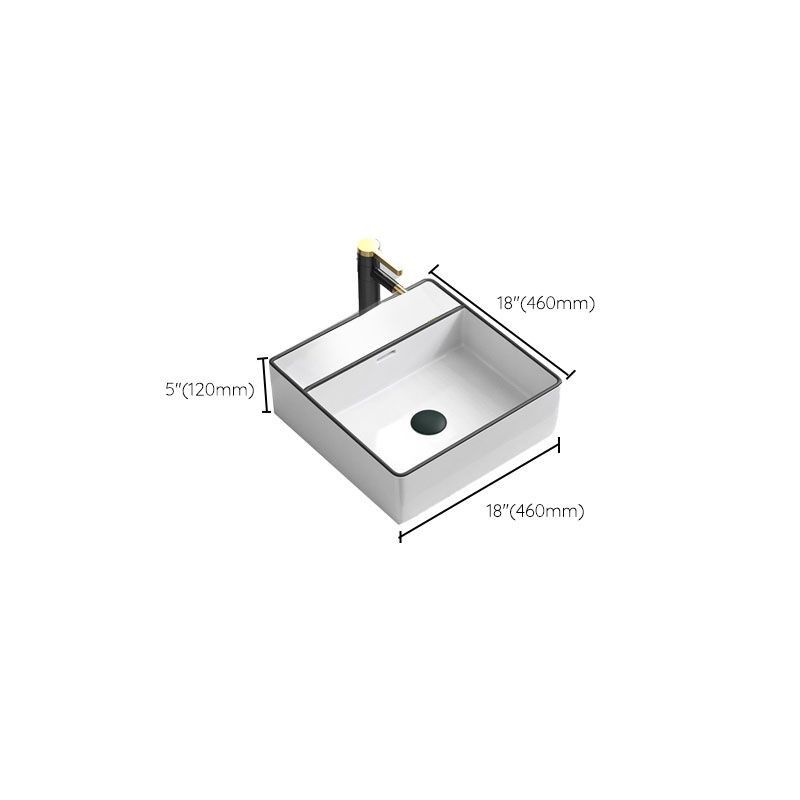 Bathroom Ceramic Sink Rectangular Rod Single Handle Faucet Sink