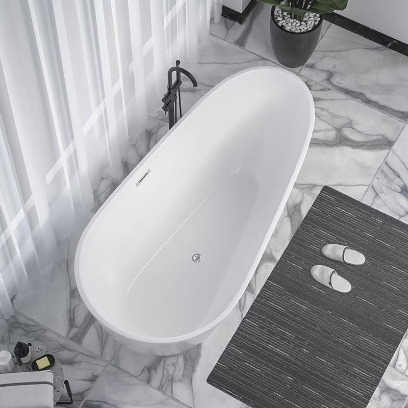 Modern Acrylic Bathtub Freestanding Soaking Bathtub with Drain Bathtub and Overflow Hole