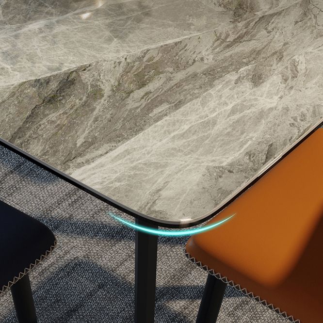 Industrial Style Sintered Stone Dining Table 4 Legs Carbon Steel Base Rectangle Table