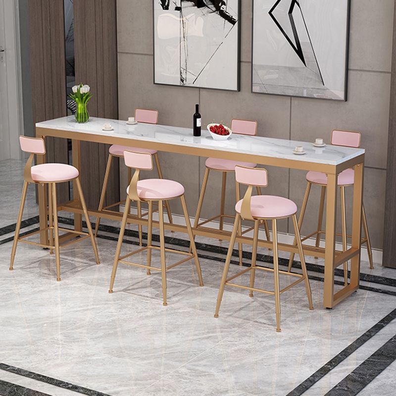 Nordic Backrest Armless Counter Stool Iron Kitchen Bar Stool with Velvet Cushion and Pedal