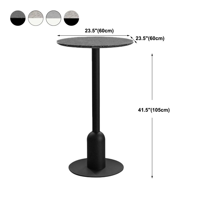 Industrial Steel Bar Dining Table Terrazzo Top Indoor Bistro Table with Single Pedestal