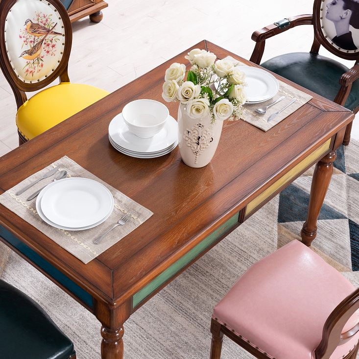 Rubberwood massief hout 4-voet eettafel Midcentury stijl eettafel, 55 "x 31,5" x 30 "