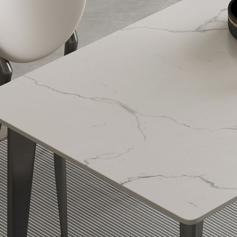 Stainless Steel Frame Dinette Table Stone Top Rectangle Dining Table