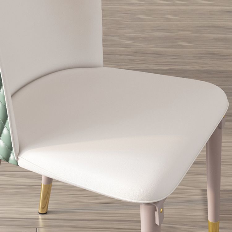 Leather Dining Side Chair Scandinavian Style Armless Solid Back Chairs