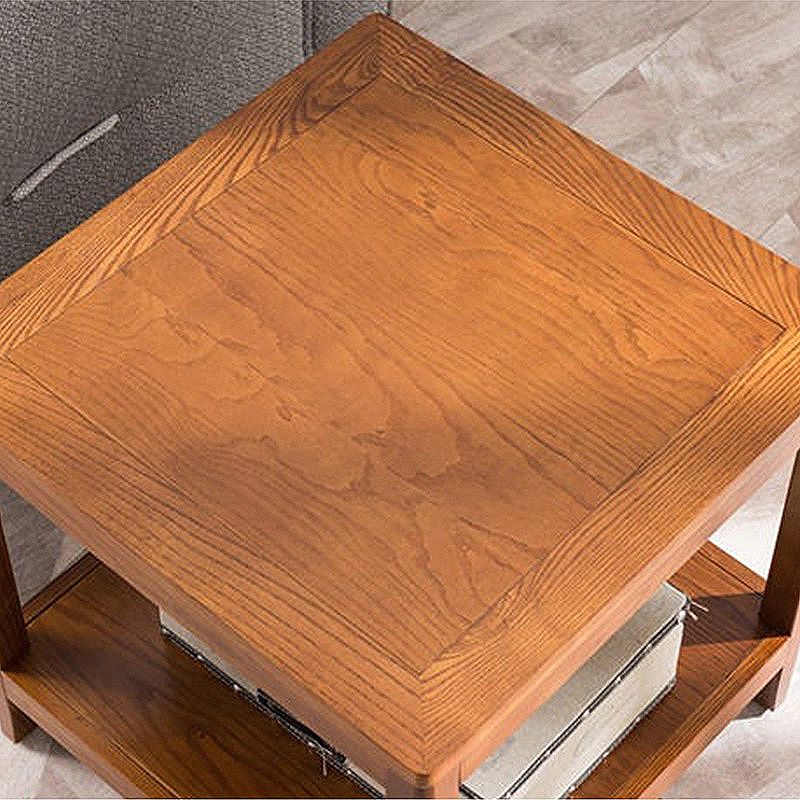 Wood Side 23.6"Tall Table Square End Table Contemporary with Shelf for Living Room