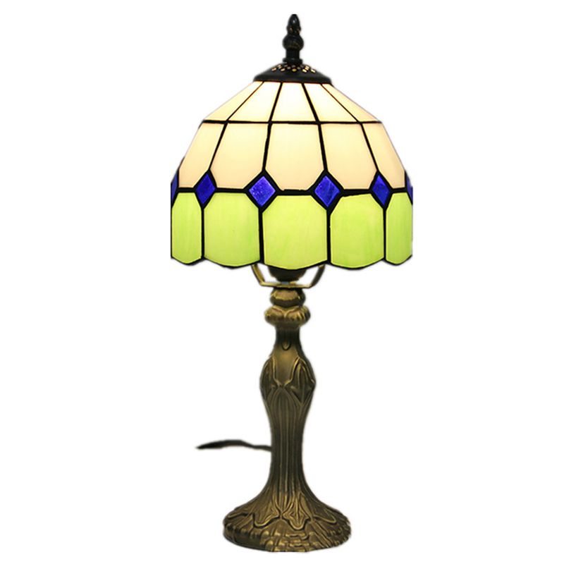 Lampe de table de chevet en vitrail en forme de parapluie, lampe de table vintage à 1 ampoule pour le salon