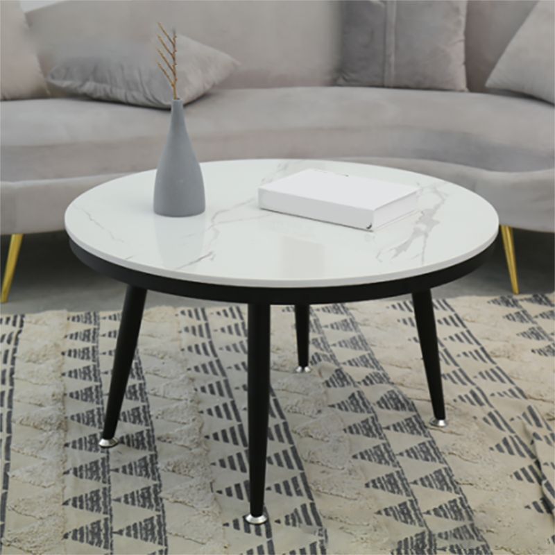 Glam Round Faux Marble Coffee Table 4 Legs 1 Coffee Table for Living Room