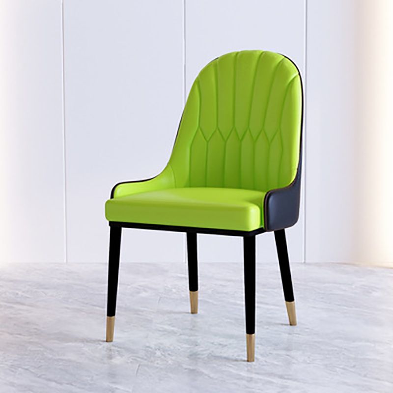 Contemporary Side Chair Upholstered Armless Faux Leather Dining Chairs