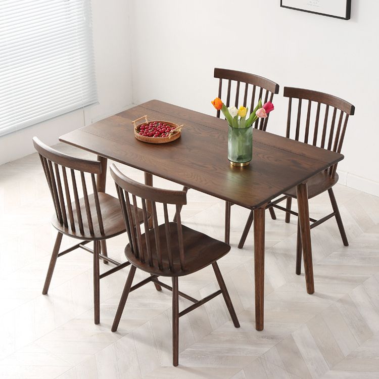 Rectangle White Oak Solid Wood Table Foldable Dining Table with 4 Legs for Restaurant