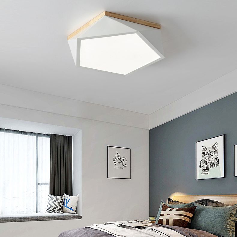 Plafonnier LED Macaron nordique moderne en fer forgé encastré géométrique avec abat-jour en acrylique