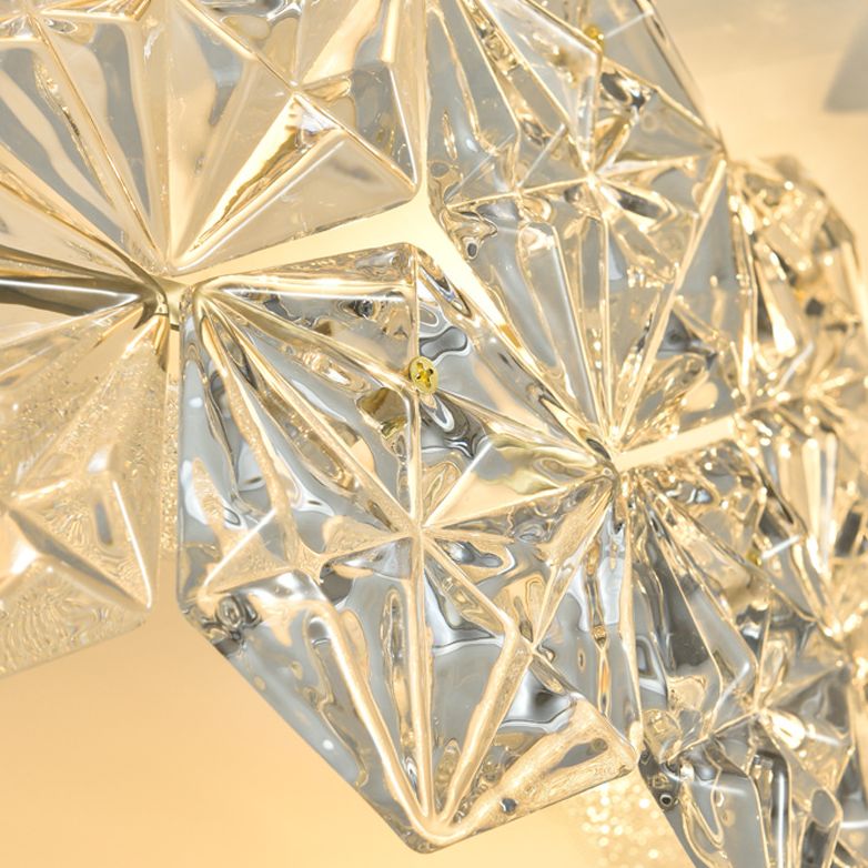 Geometric Crystal Circular Flushmount Ceiling Lamp Modern Style Gold Flush Mount Lighting for Bedroom