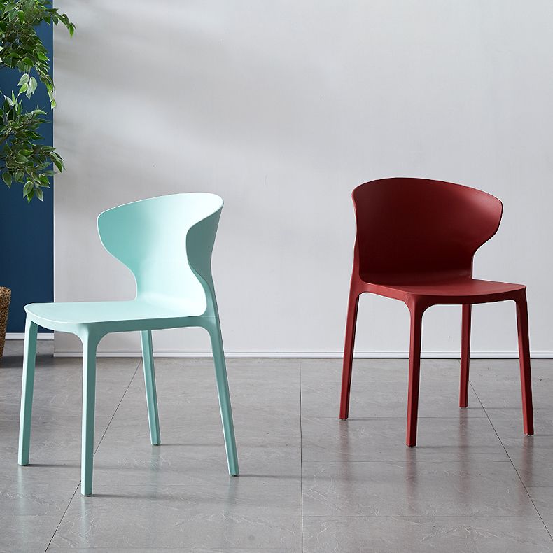 Contemporary Plastic Dining Chair 15.5'' Wide Wingback Side Chair for Home Use