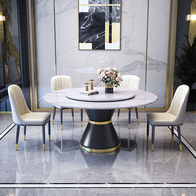 Metal Pedestal Table Convertible Dining Table for Dining Room