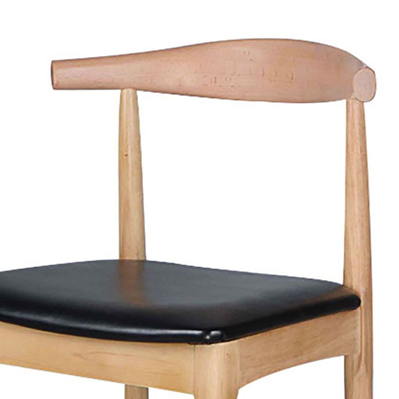 Silla lateral escandinava de madera de caucho con respaldo abierto, silla de comedor tapizada en nogal