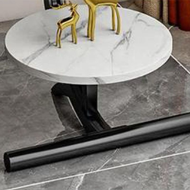 Glam Round Stone Side End Table Abstract Double Tier Sofa Side End Table