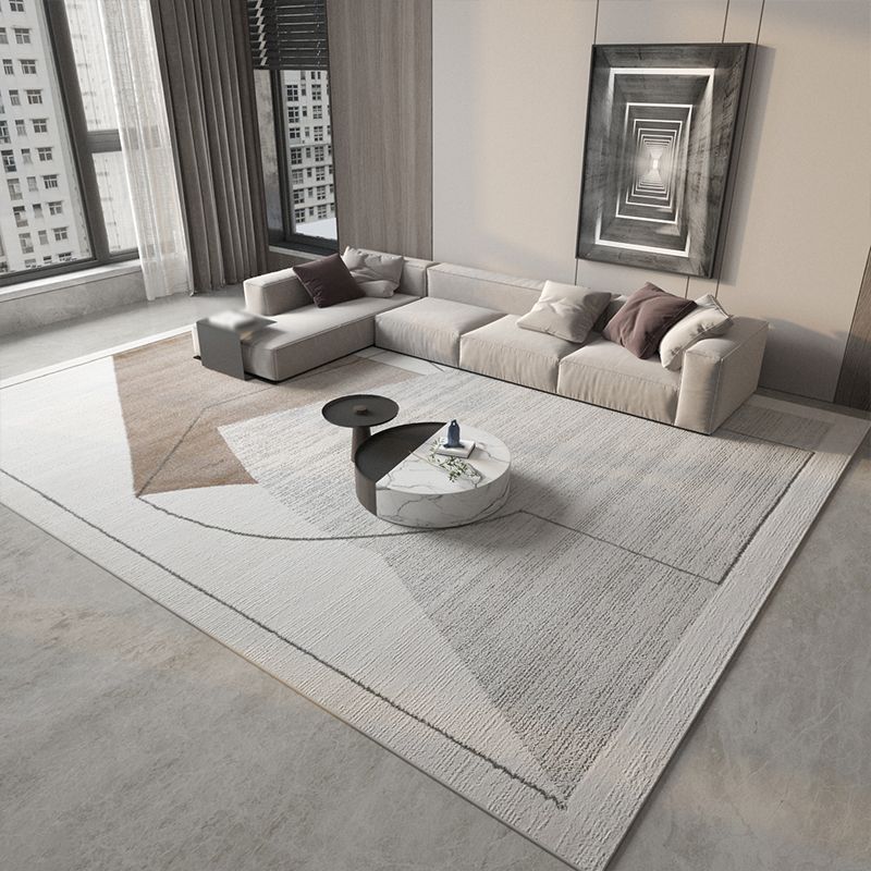 Khaki Modern Carpet Geometric Pattern Polyester Area Rug Easy Care Rug for Home Decor