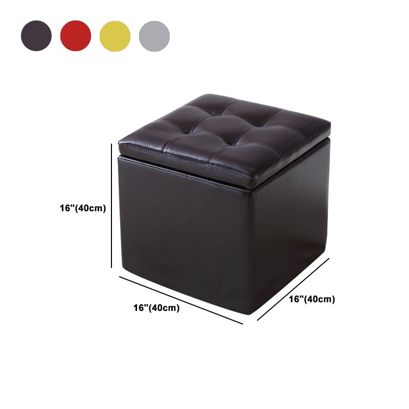 Modern Tufted Ottoman Plain Water Resistant Stain Resistant Leather Ottoman with Storage