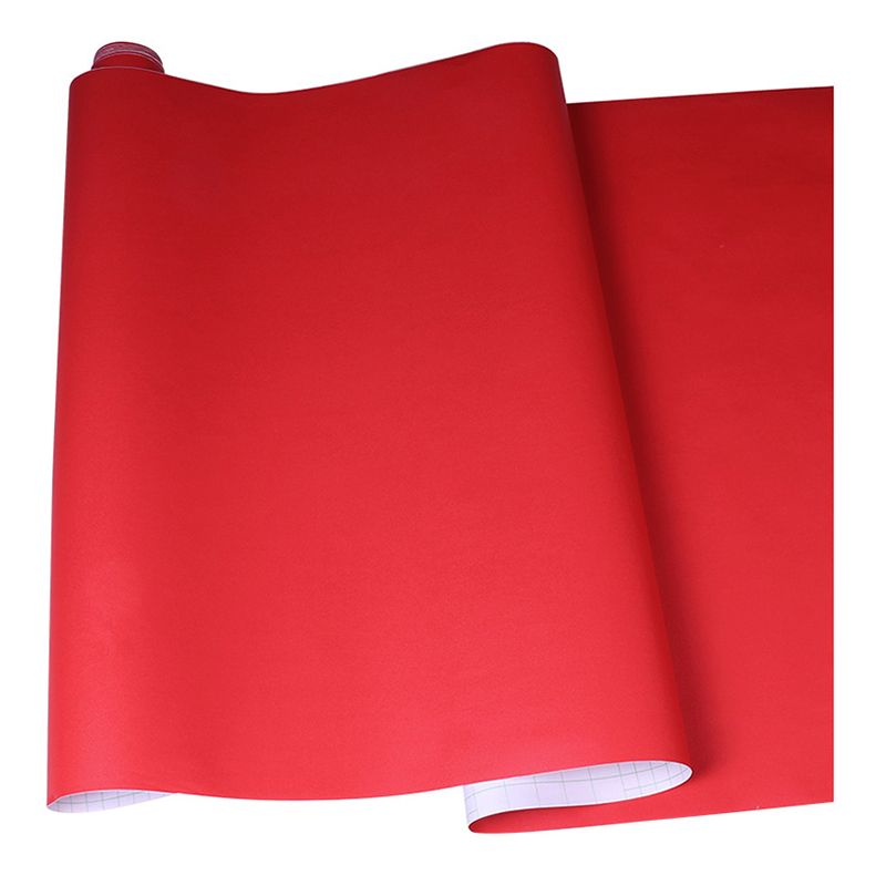 Modern Pure Color Patterned Wallpaper Roll PVC Self-Adhesive Red Wall Decor for Living Room